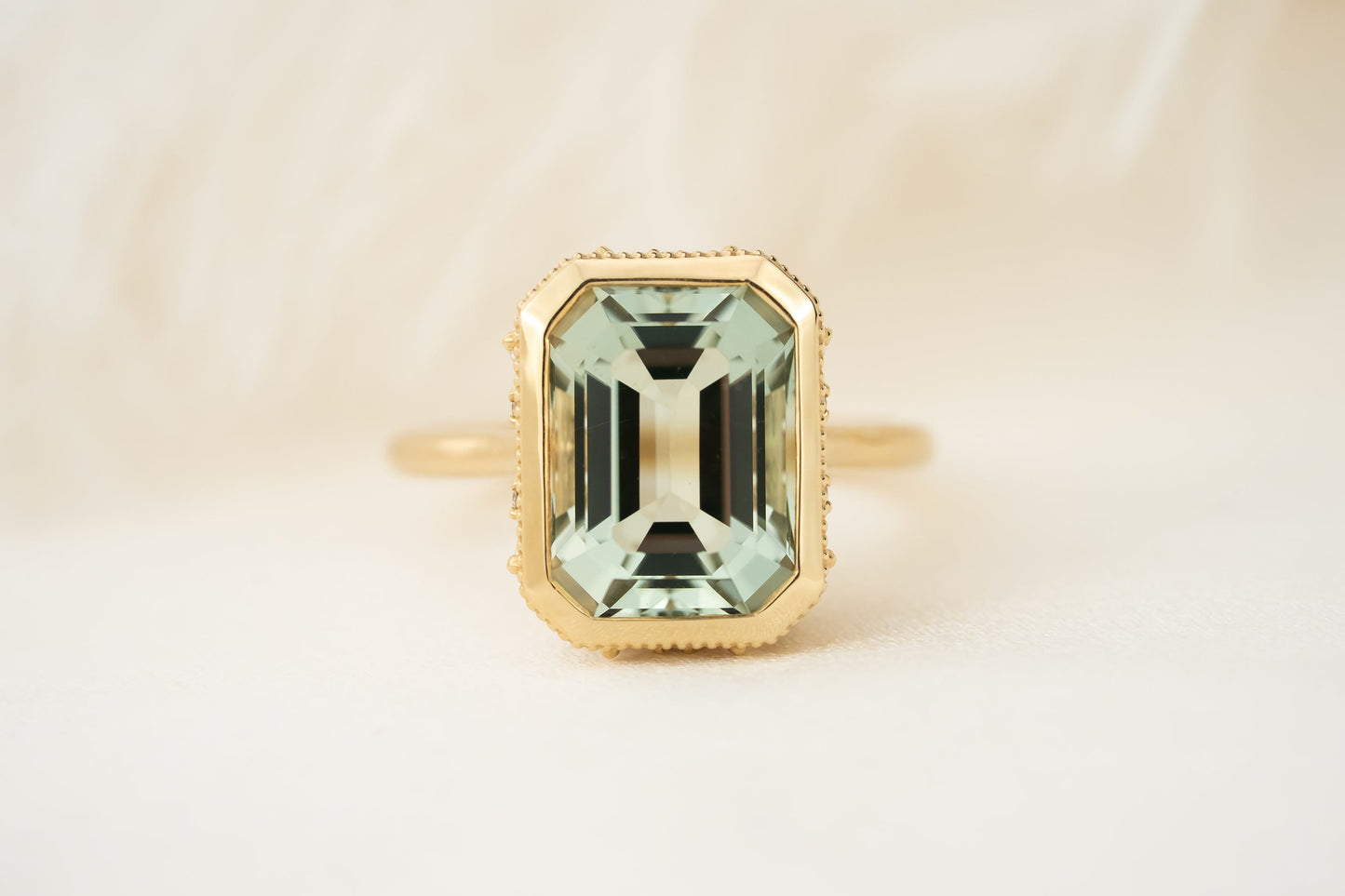 The Sitara Ring | 5.1 CT Emerald Cut Light Green Beryl
