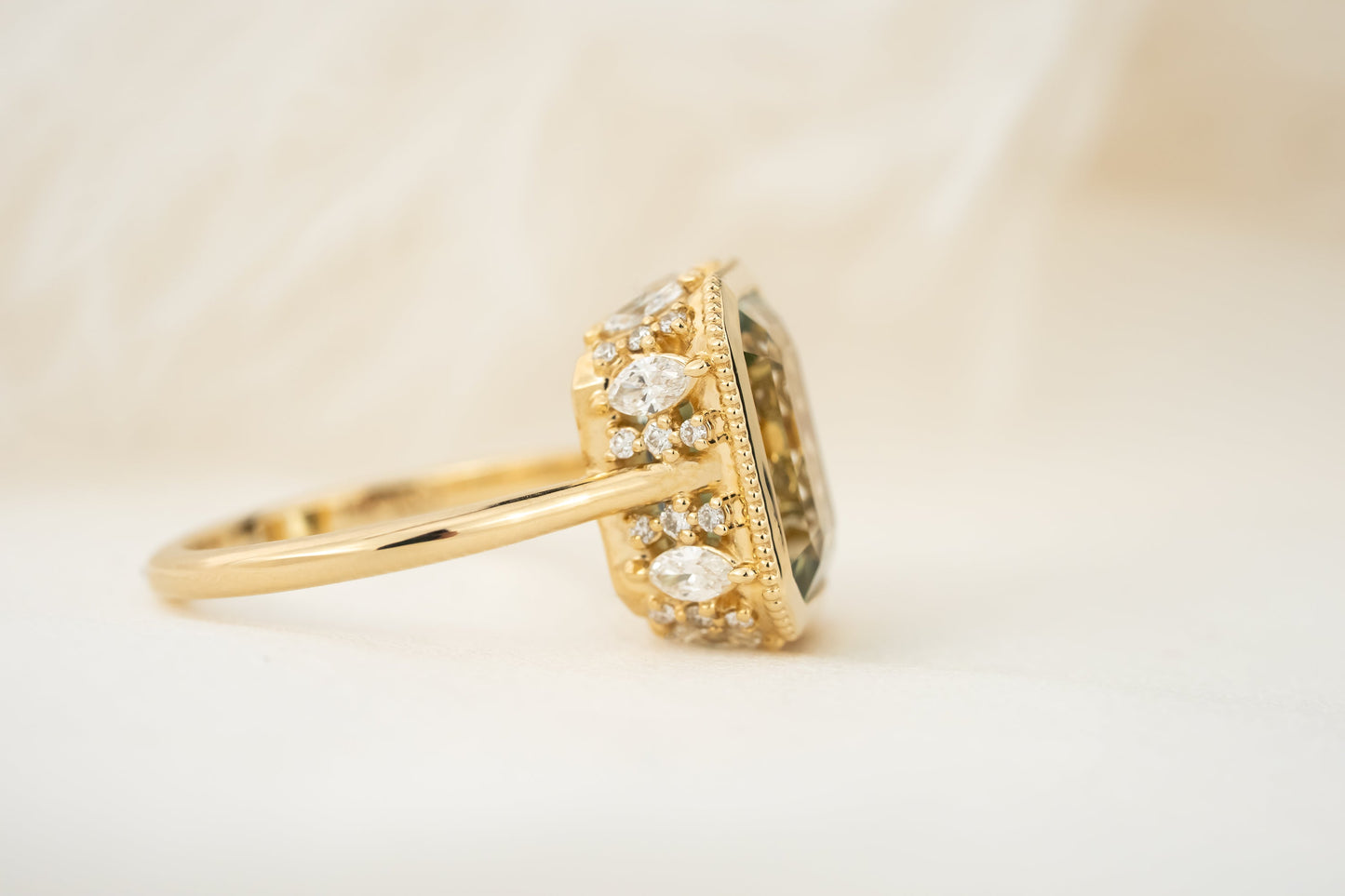 The Sitara Ring | 5.1 CT Emerald Cut Light Green Beryl