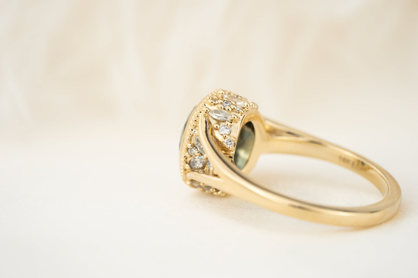 The Sitara Ring | 3.32 CT Oval Teal Blue Montana Sapphire