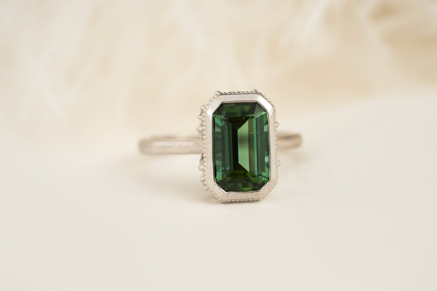 The Sitara Ring | 3.02 CT Emerald Cut Green Tourmaline