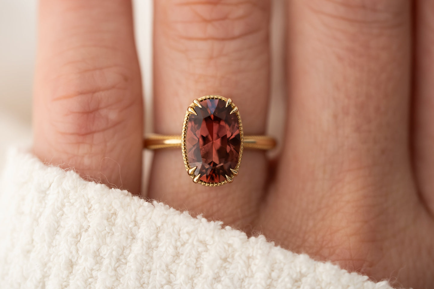 The Apate Ring | 4 CT Elongated Cushion Red Tourmaline