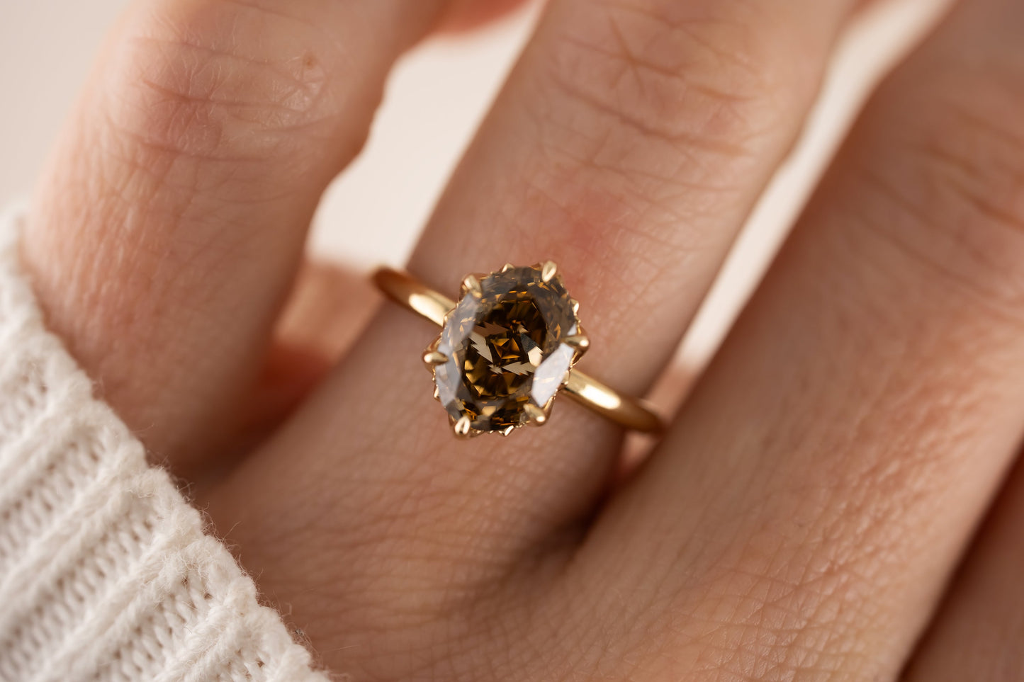 The Secret Garden Ring | 3.08 CT Oval Cut Brown Diamond
