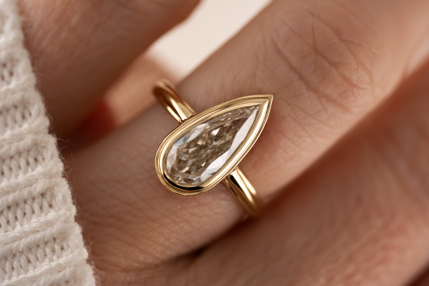 The Serenity Ring | 1.7 CT Champagne Elongated Pear Diamond