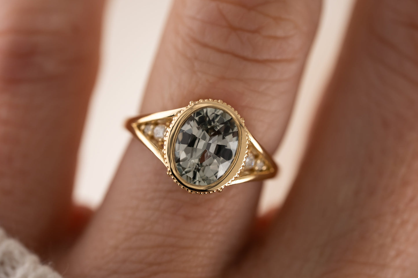 The Sitara Ring | 2.53 CT Oval Mint Sapphire