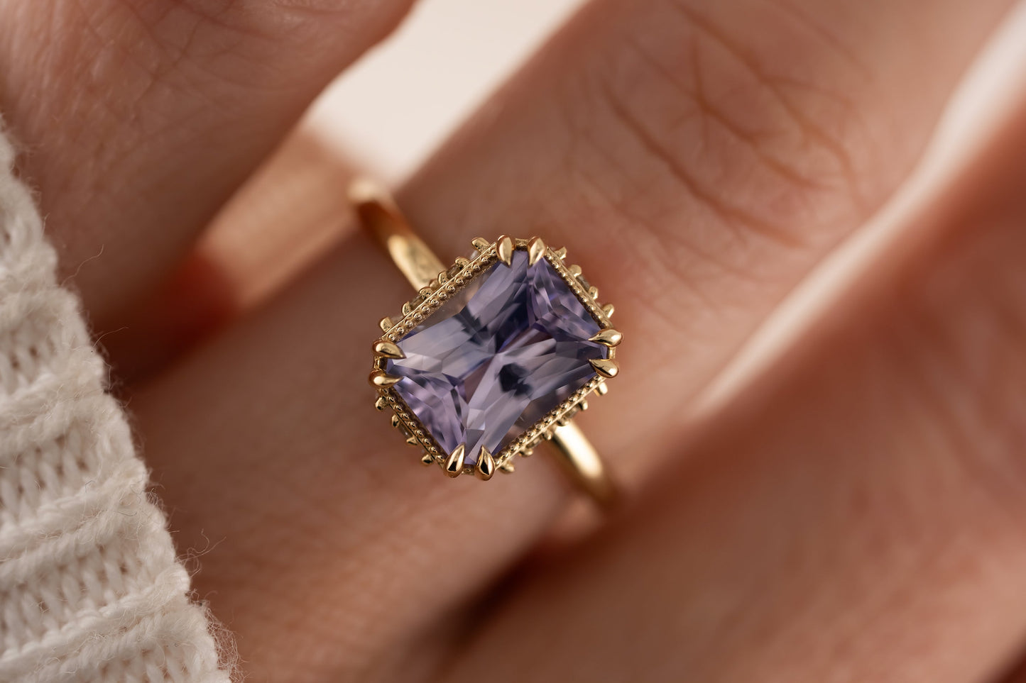 The Sitara - Prong Set | 3.14 CT Radiant Cut Purple Sapphire