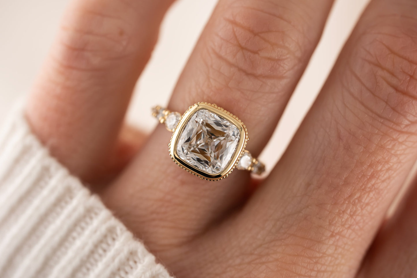 The Sitara Ring | 4.23 CT Fancy Cushion Cut Diamond