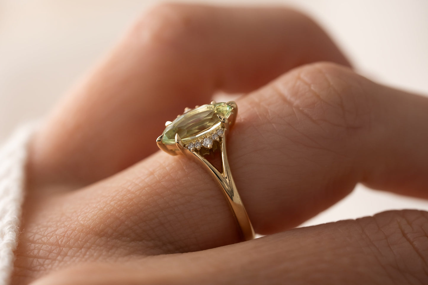 The Serendipity Ring | 1.36 CT Marquise Mint Green Tourmaline