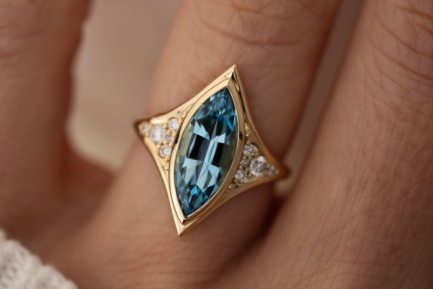 The Acrux Ring | 2.58 CT Marquise Aquamarine