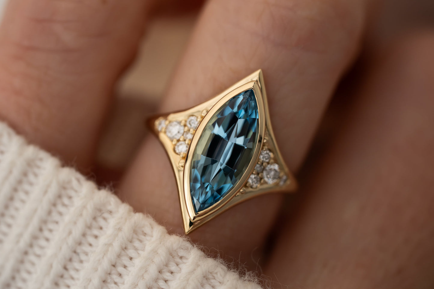 The Acrux Ring | 2.58 CT Marquise Aquamarine