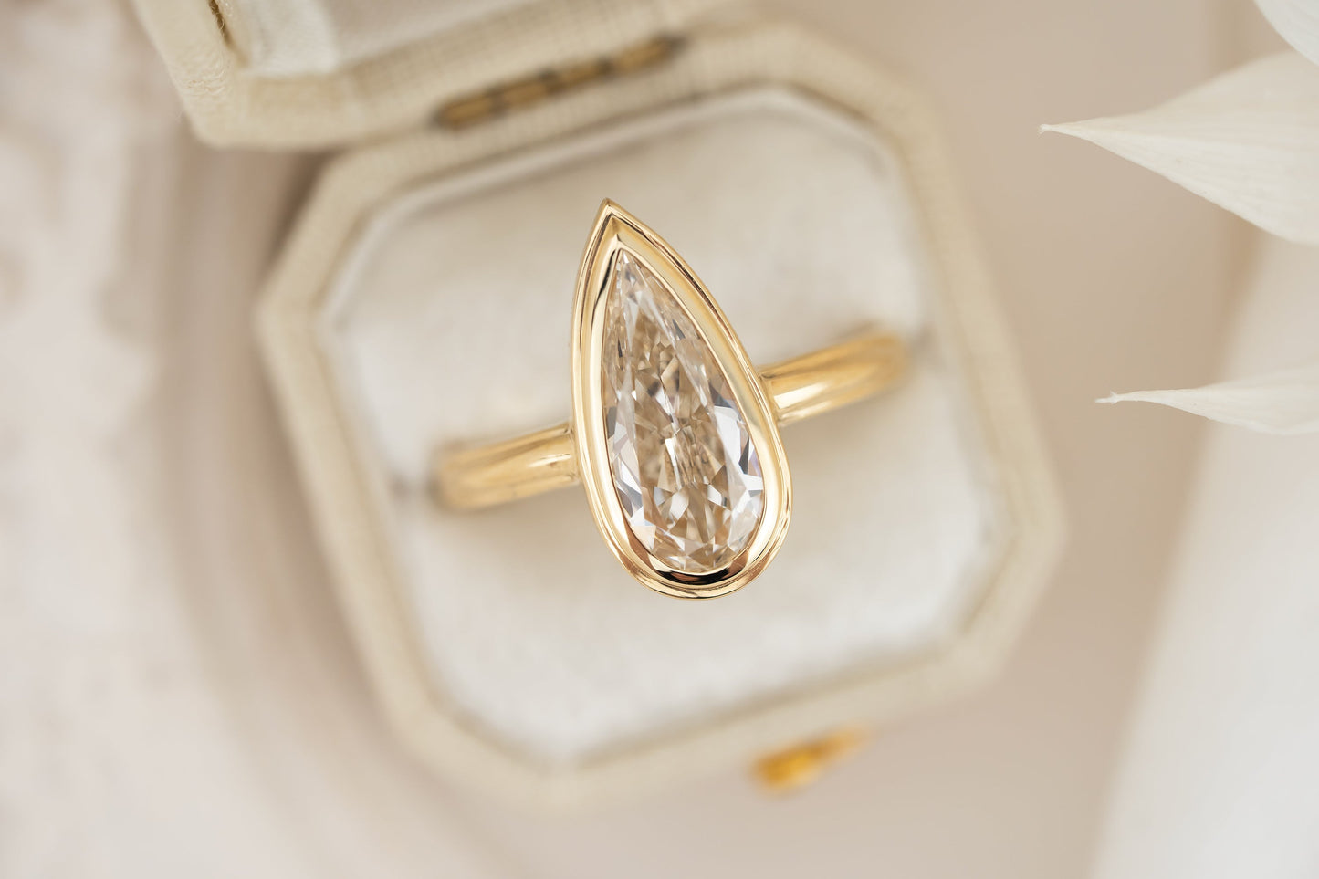 The Serenity Ring | 1.7 CT Champagne Elongated Pear Diamond