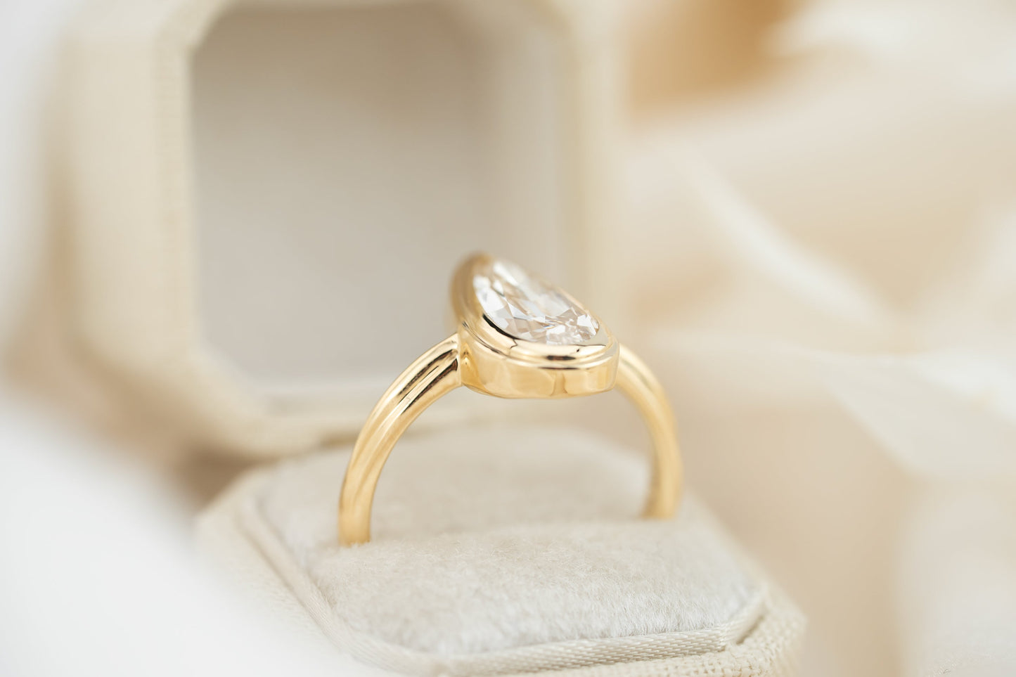 The Serenity Ring | 1.7 CT Champagne Elongated Pear Diamond