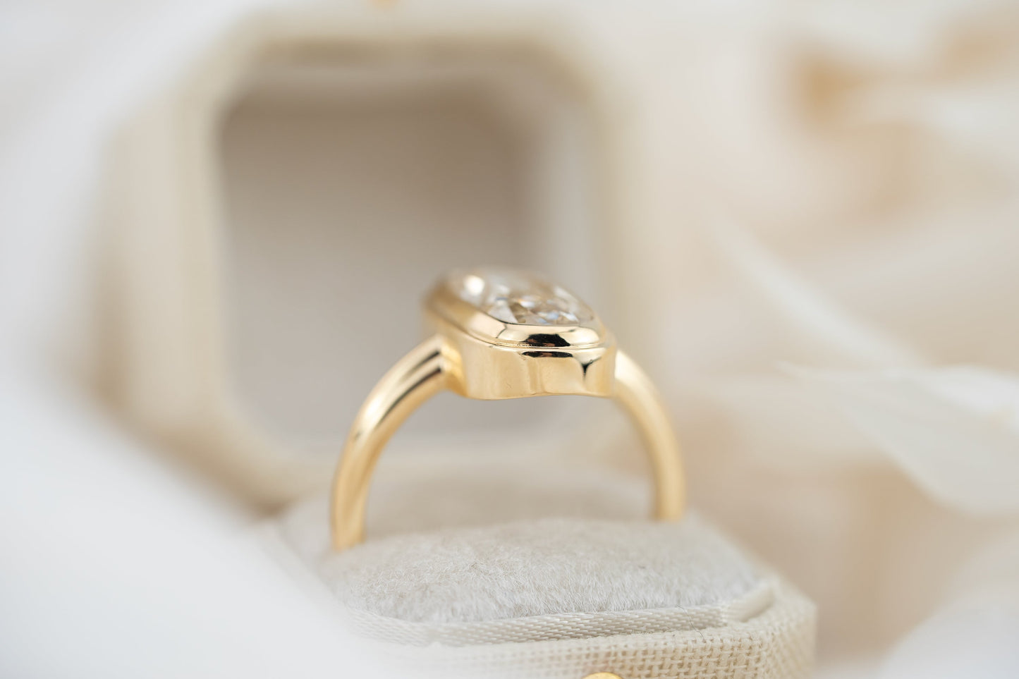 The Serenity Ring | 3.04 CT Antique Warm Elongated Cushion Diamond