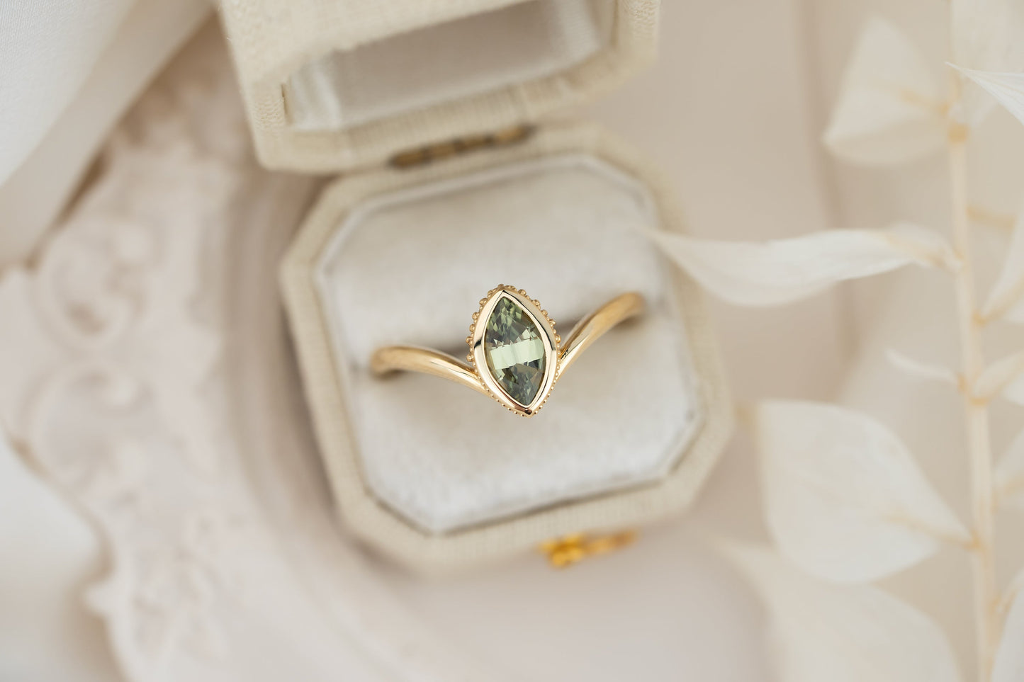 The Contoured Sitara Ring | 0.71 CT Marquise Green Sapphire