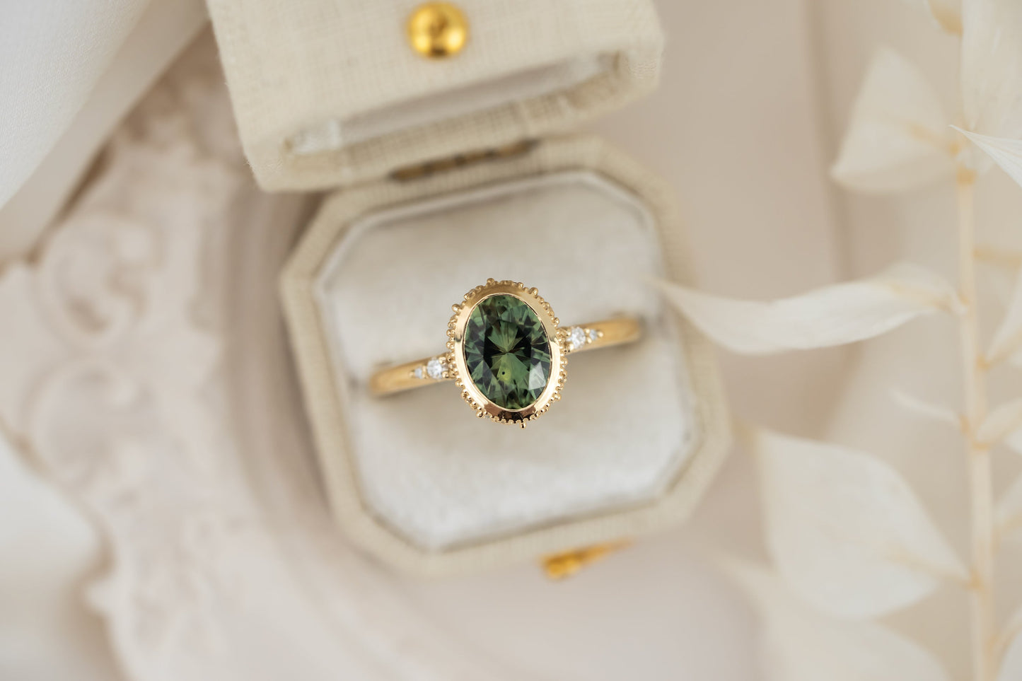 The Sitara Ring | 1.78 CT Forest Green Oval Montana Sapphire | Faceted By Eric Trudell