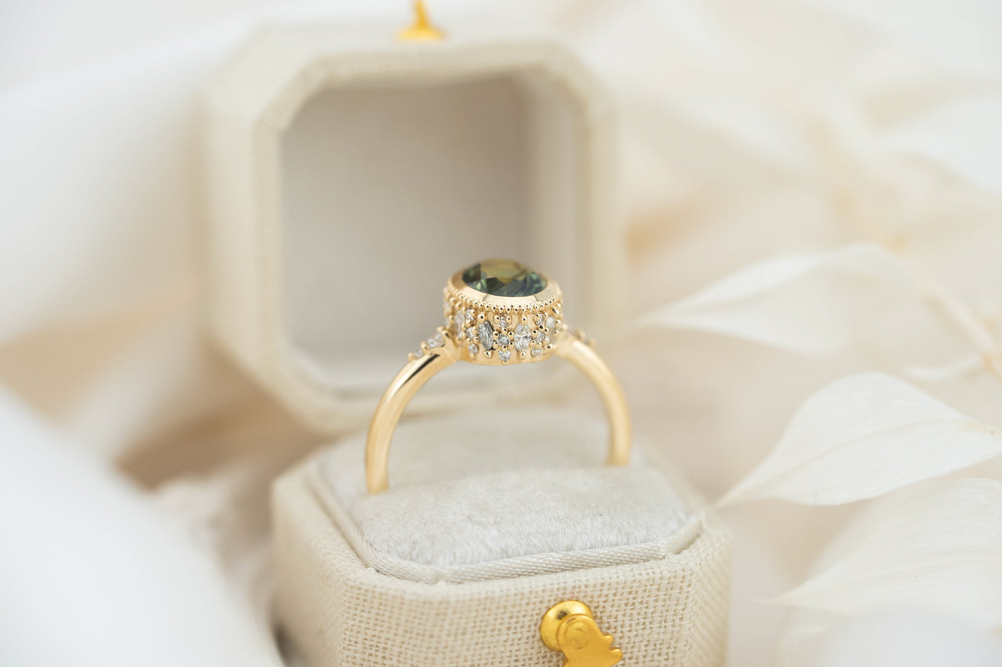 The Sitara Ring | 1.78 CT Forest Green Oval Montana Sapphire | Faceted By Eric Trudell