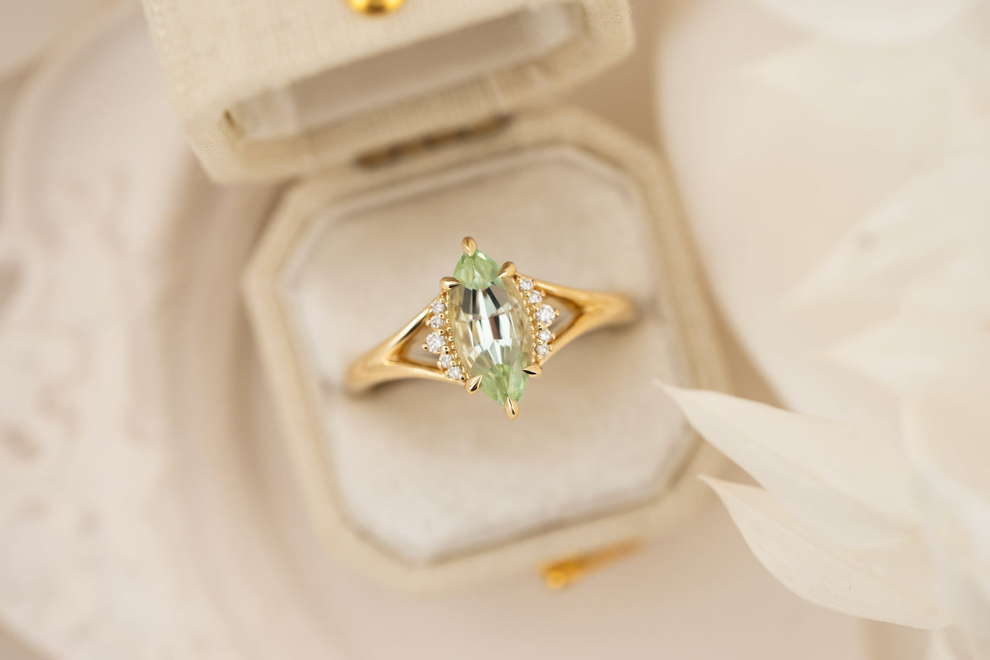 The Serendipity Ring | 1.36 CT Marquise Mint Green Tourmaline
