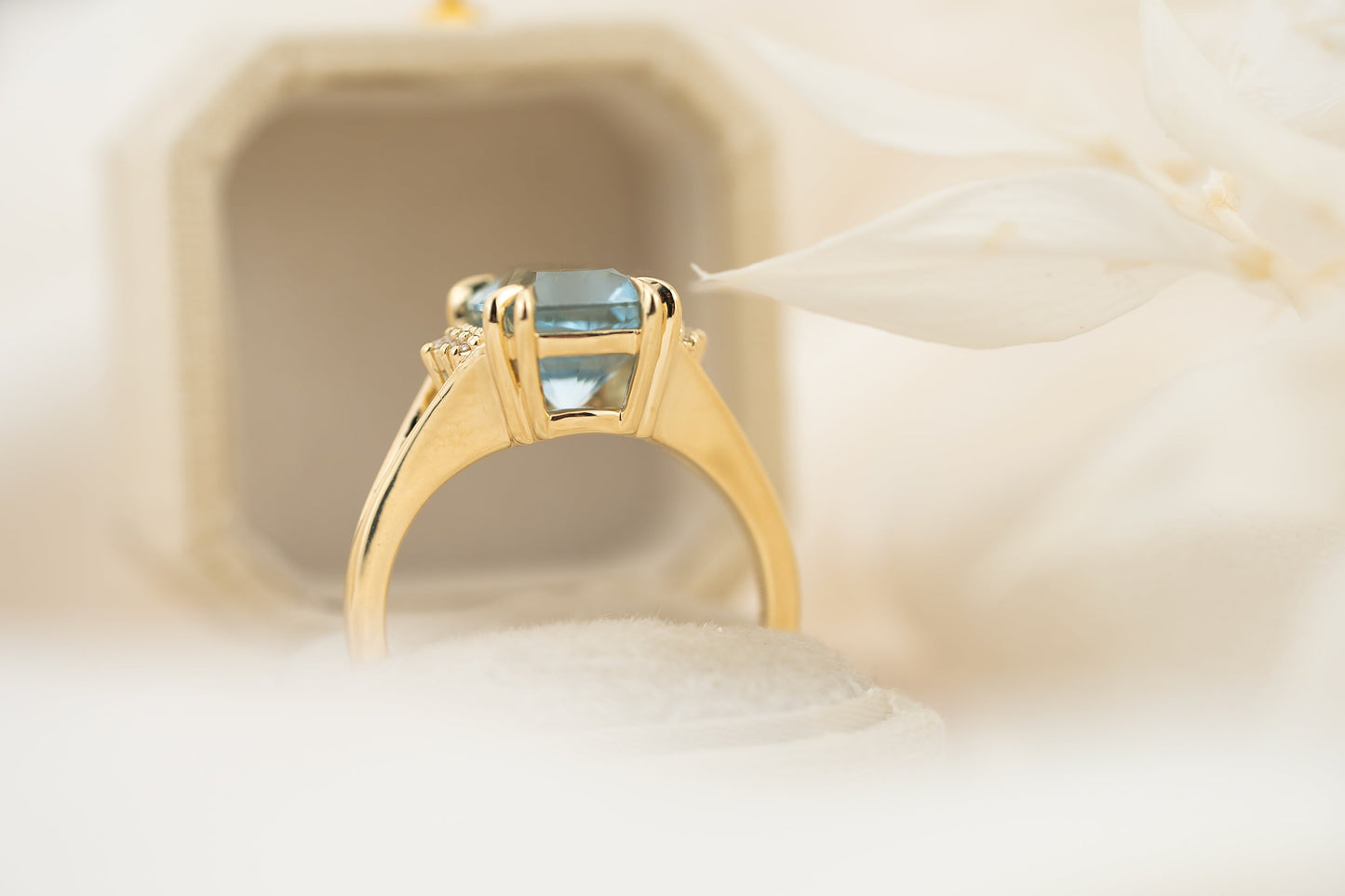 The Serendipity Ring | 3.38 CT Elongated Cushion Cut Aquamarine | Faceted by Eric Trudell