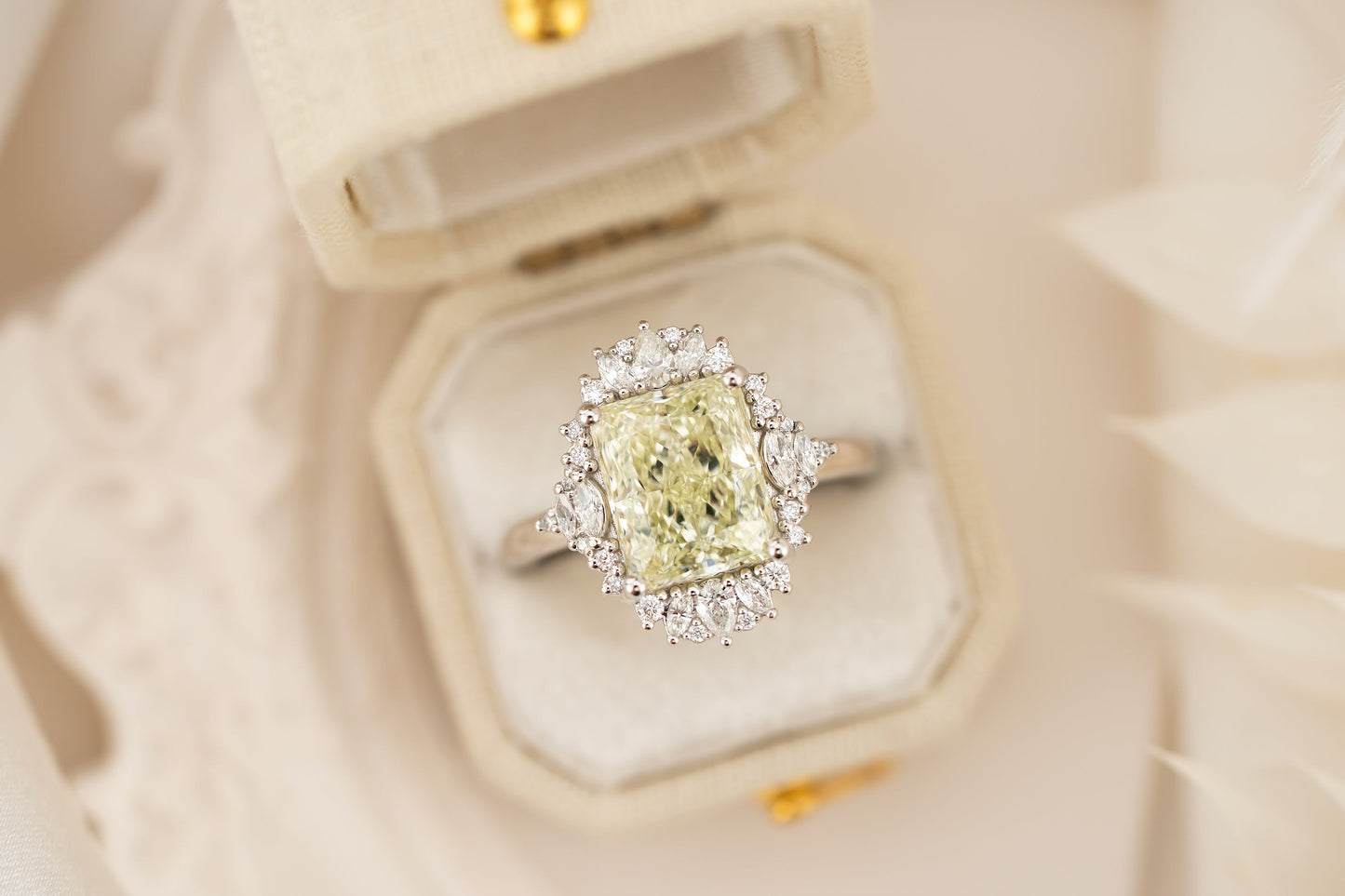 The Ethereal Ring | 4.05 CT Radiant Pale Yellow Diamond