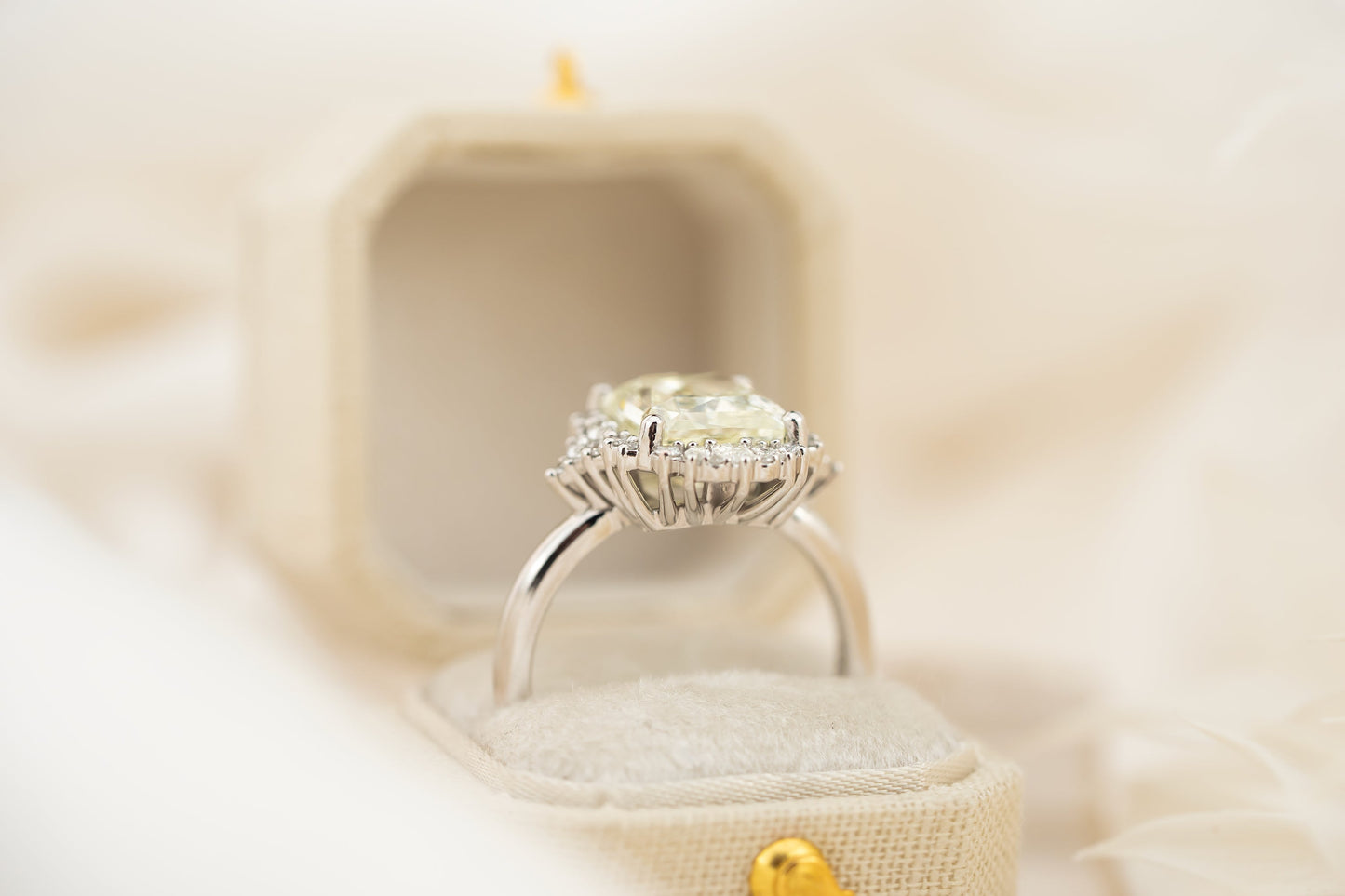 The Ethereal Ring | 4.05 CT Radiant Pale Yellow Diamond