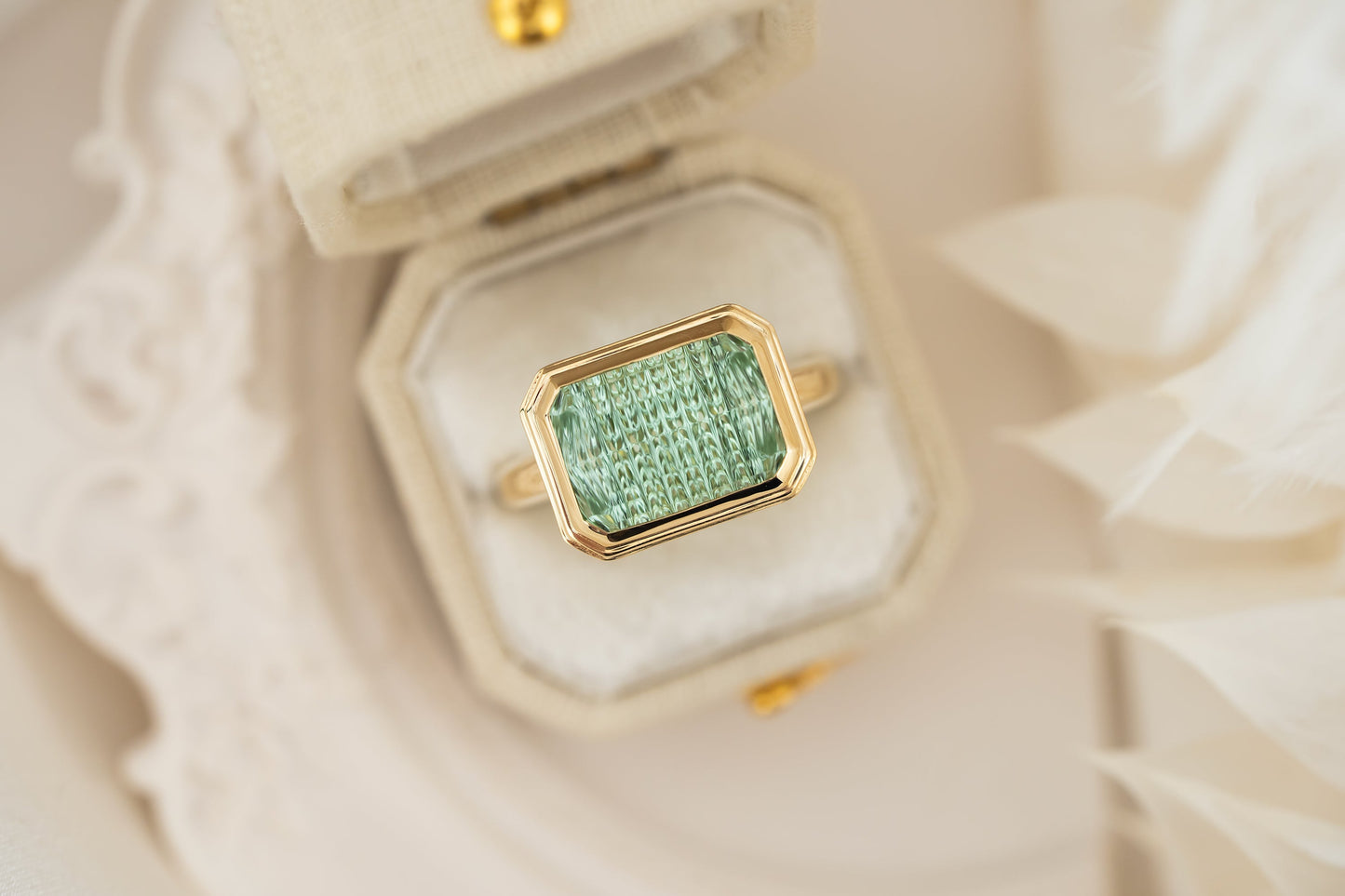 The Serenity Ring | 6.02 CT Deep Concave™ Seafoam Tourmaline