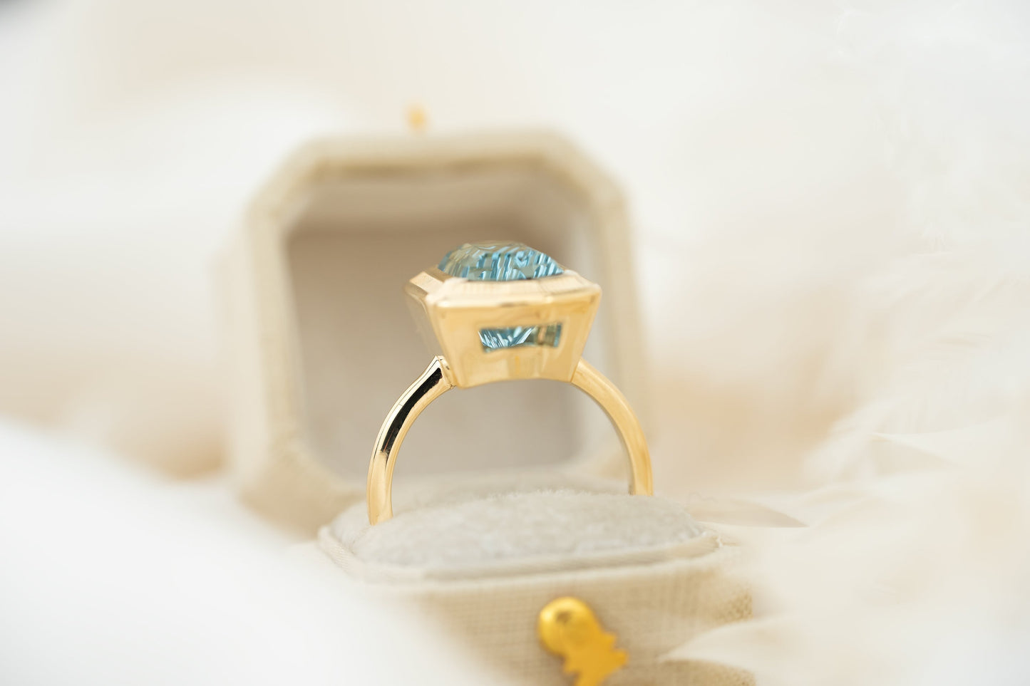 The Olympia Ring | 5.18 CT Hexagon Deep Concave™ Cut Aquamarine