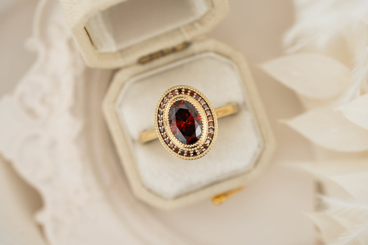 The Satine Ring | 1.34 CT Oval Red Diamond