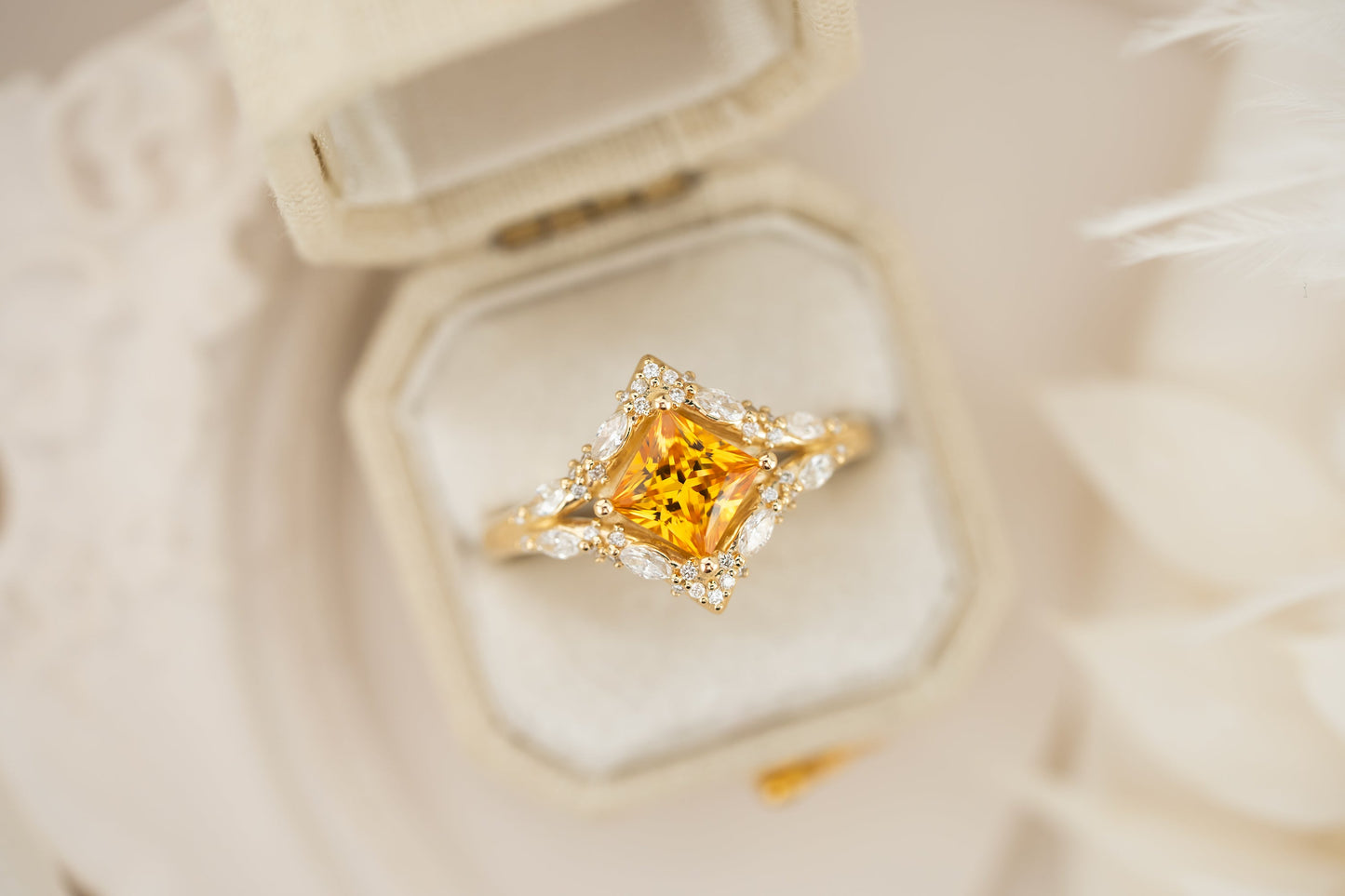 The Oracle Ring | 1.1 CT Princess Cut Orange Sapphire