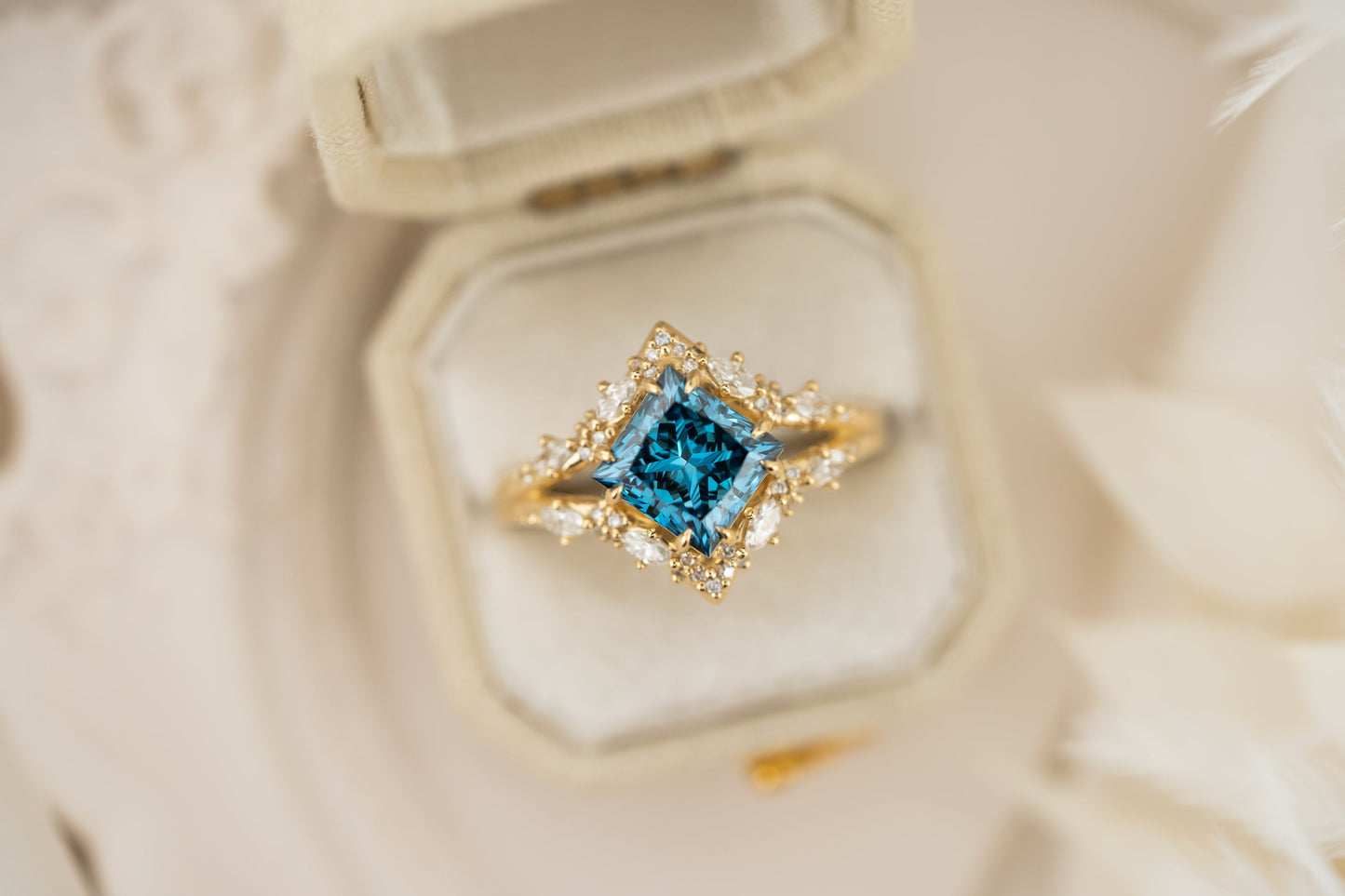 The Oracle Ring | 2.04 CT Princess Cut Blue Diamond