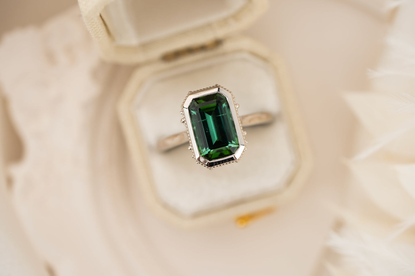 The Sitara Ring | 3.02 CT Emerald Cut Green Tourmaline