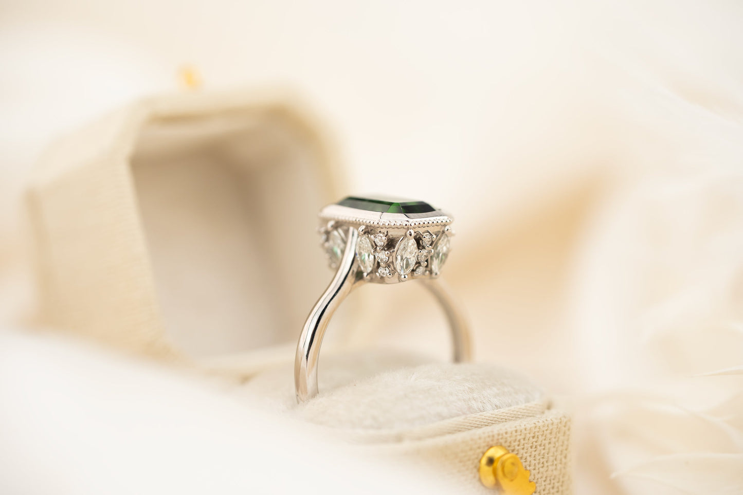 The Sitara Ring | 3.02 CT Emerald Cut Green Tourmaline