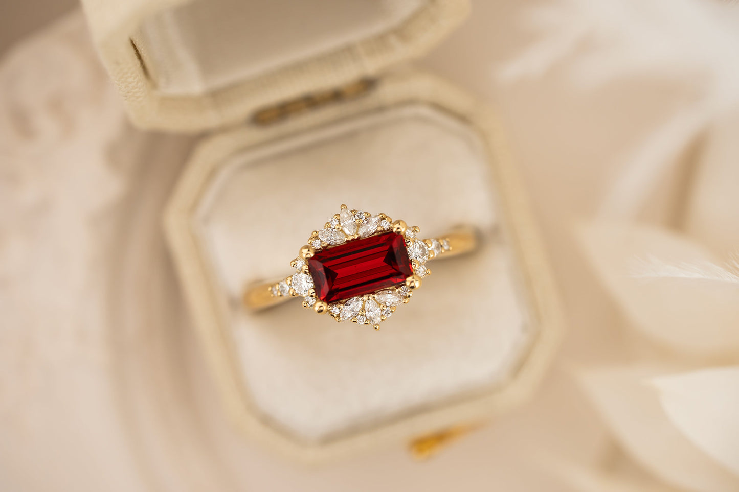 The Comtesse Ring | 1.27 CT  Baguette Red Spinel