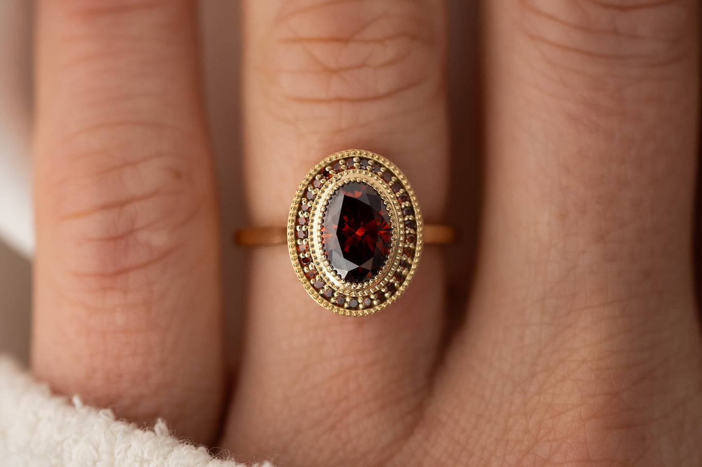 The Satine Ring | 1.34 CT Oval Red Diamond