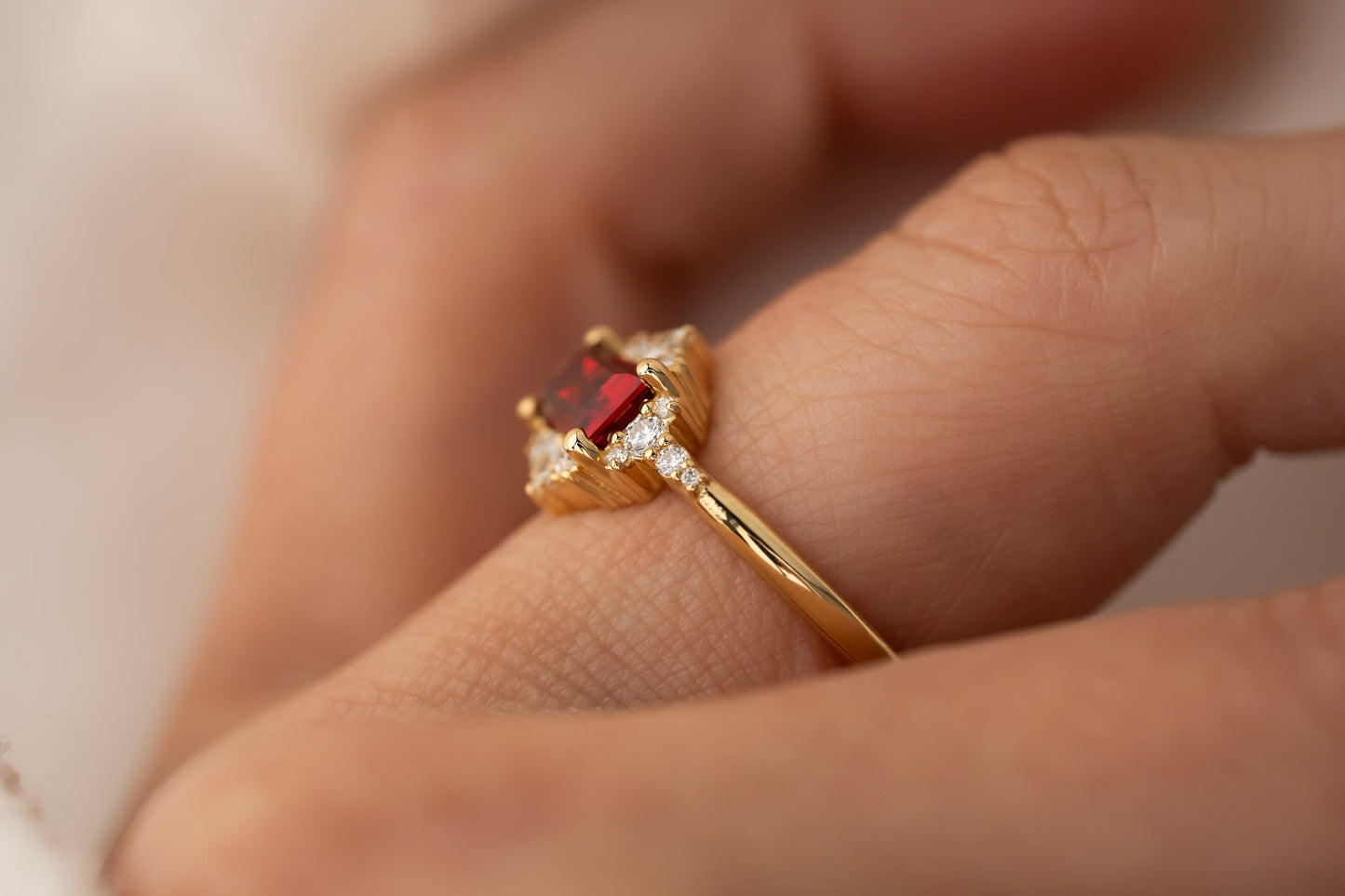 The Comtesse Ring | 1.27 CT  Baguette Red Spinel