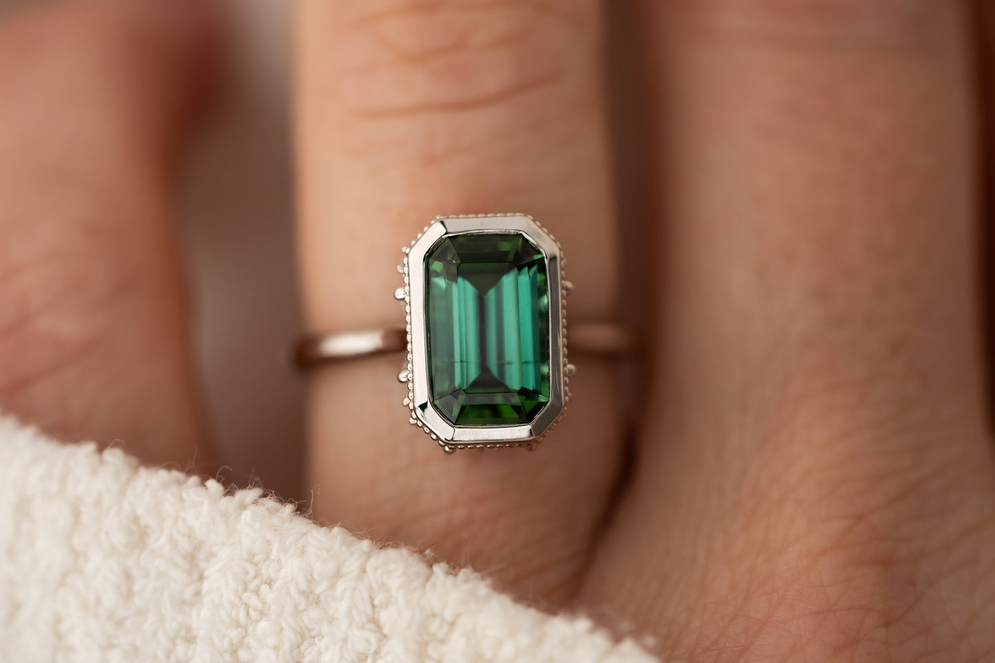 The Sitara Ring | 3.02 CT Emerald Cut Green Tourmaline