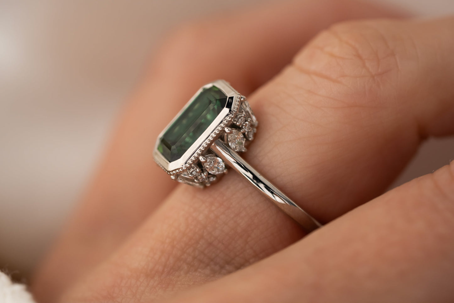 The Sitara Ring | 3.02 CT Emerald Cut Green Tourmaline