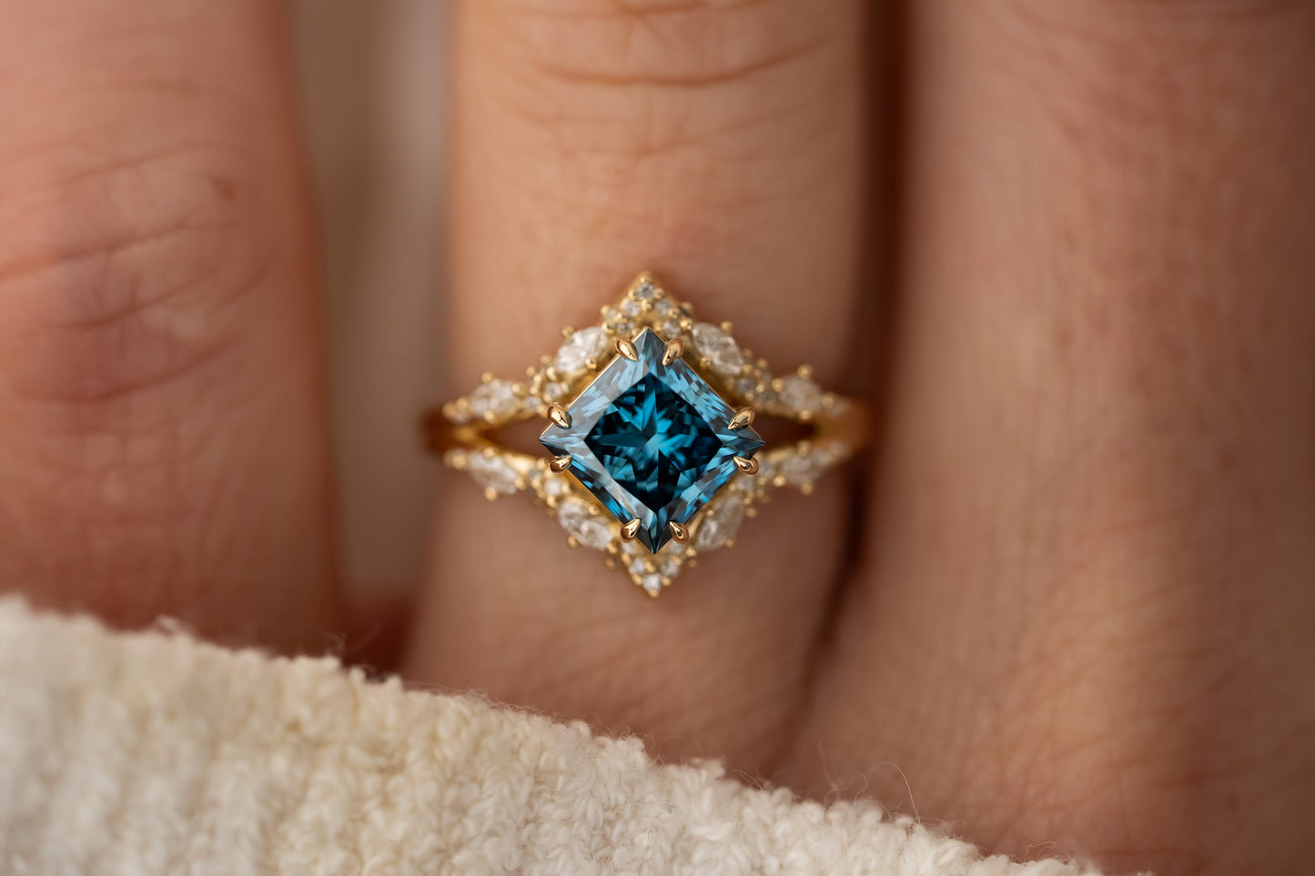 The Oracle Ring | 2.04 CT Princess Cut Blue Diamond
