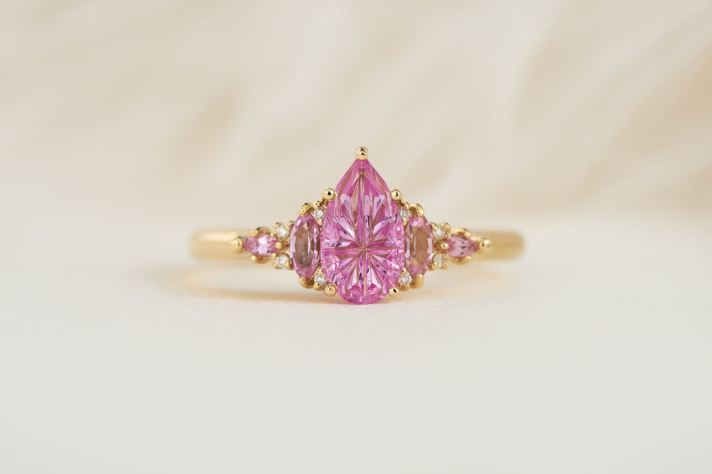 The Maeve Ring | 0.97 CT Pear Starbrite™ Pink Sapphire + Pink Sapphire Accents
