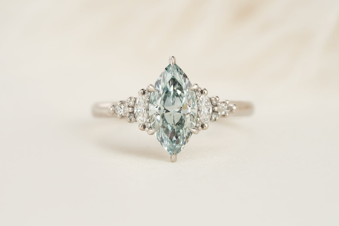 The Maeve Ring | 1.5 CT Marquise Teal Blue Diamond