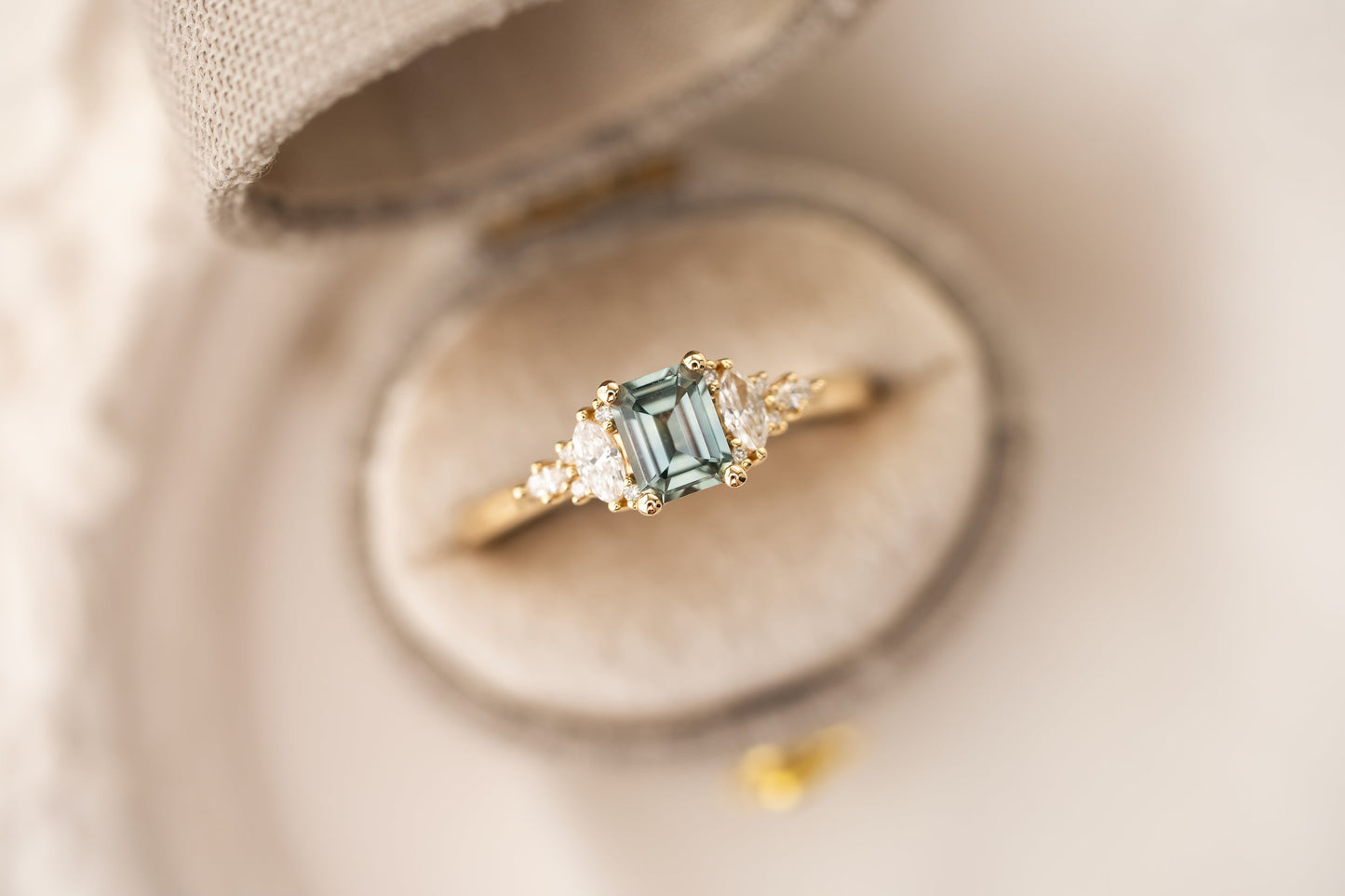 The Maeve Ring | 0.64 CT Emerald Cut Blue Montana Sapphire