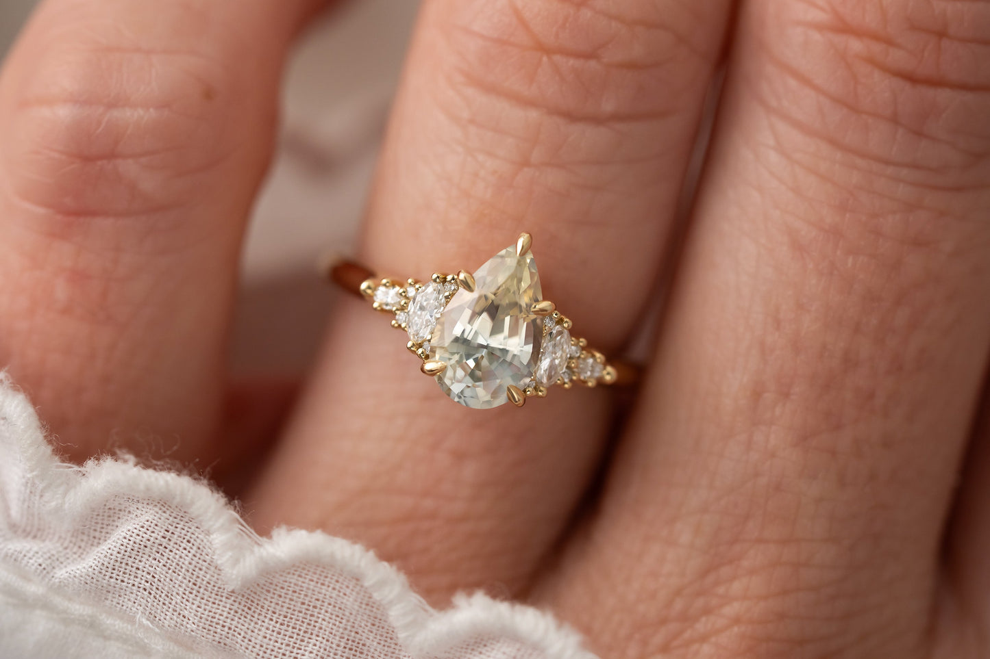 The Maeve Ring | 1.98 CT Pear Pastel Parti Sapphire