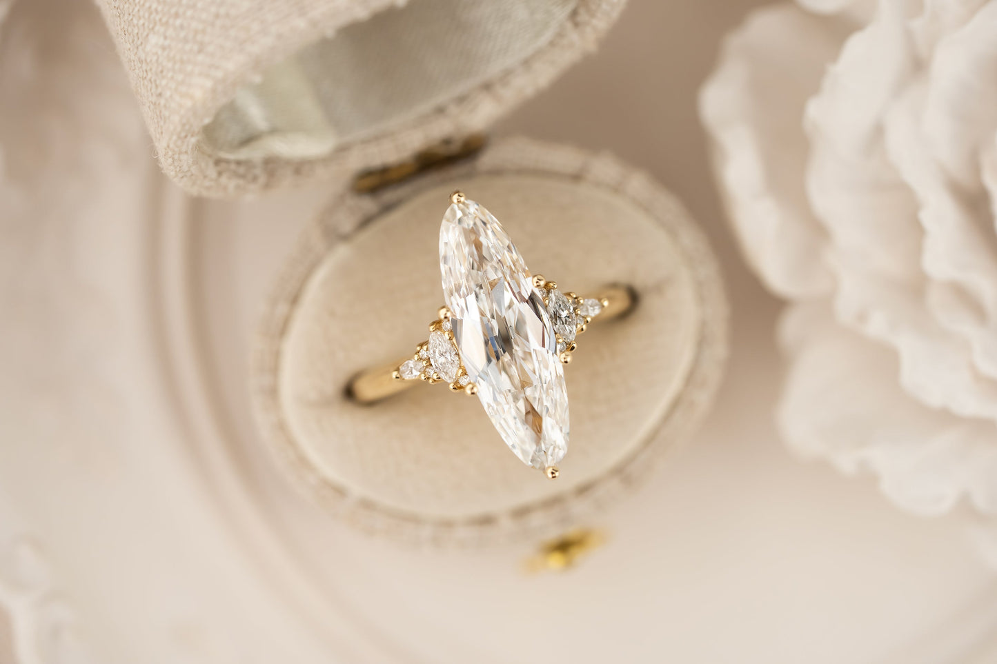 The Low Maeve Ring | 3.14 CT Elongated Antique Oval Cut Diamond