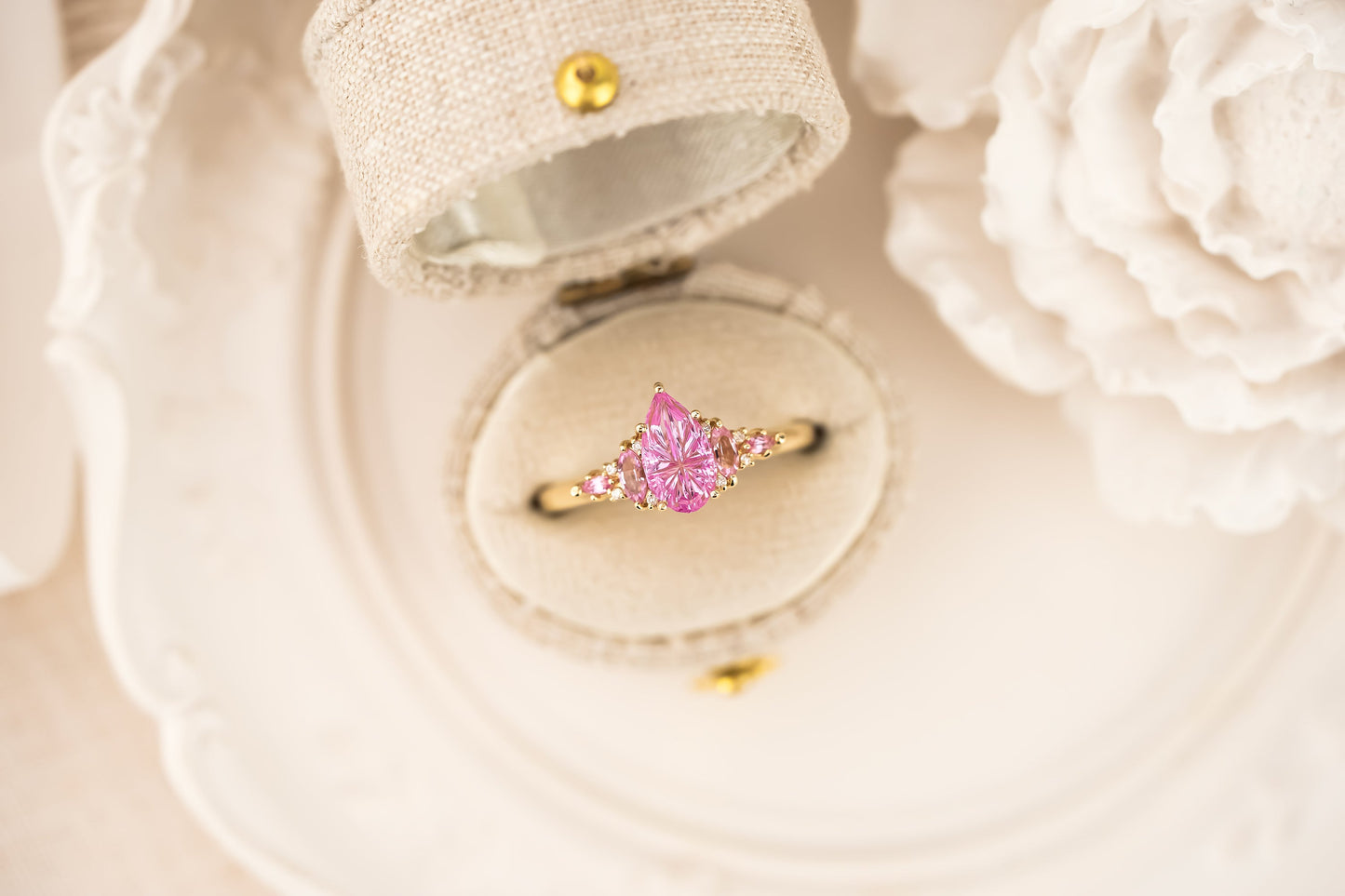 The Maeve Ring | 0.97 CT Pear Starbrite™ Pink Sapphire + Pink Sapphire Accents