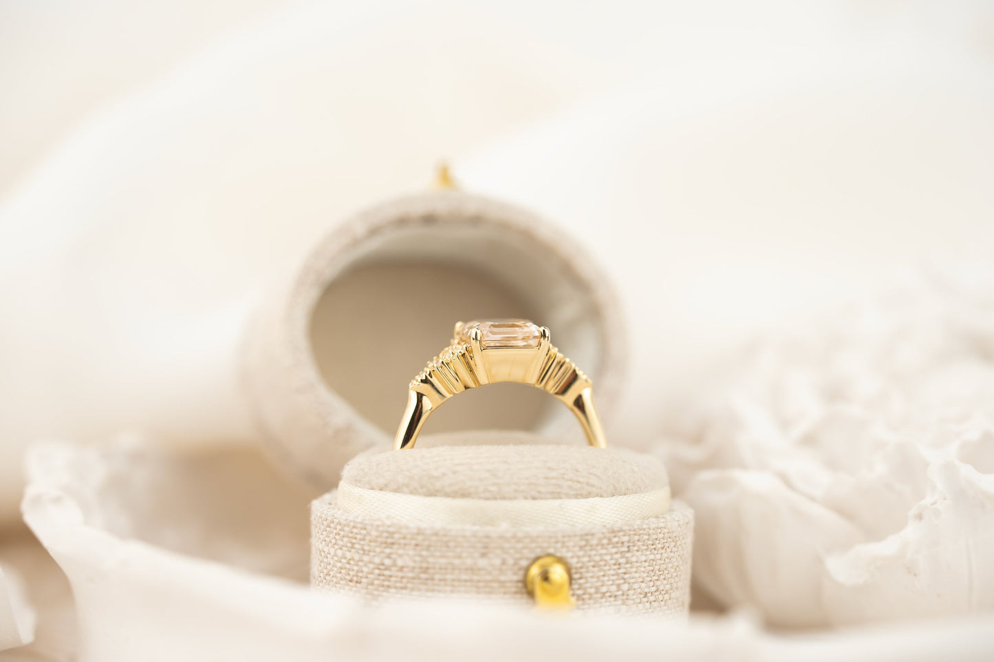 The Art Deco Low Maeve Ring | 1.96 CT Asscher Champagne Diamond