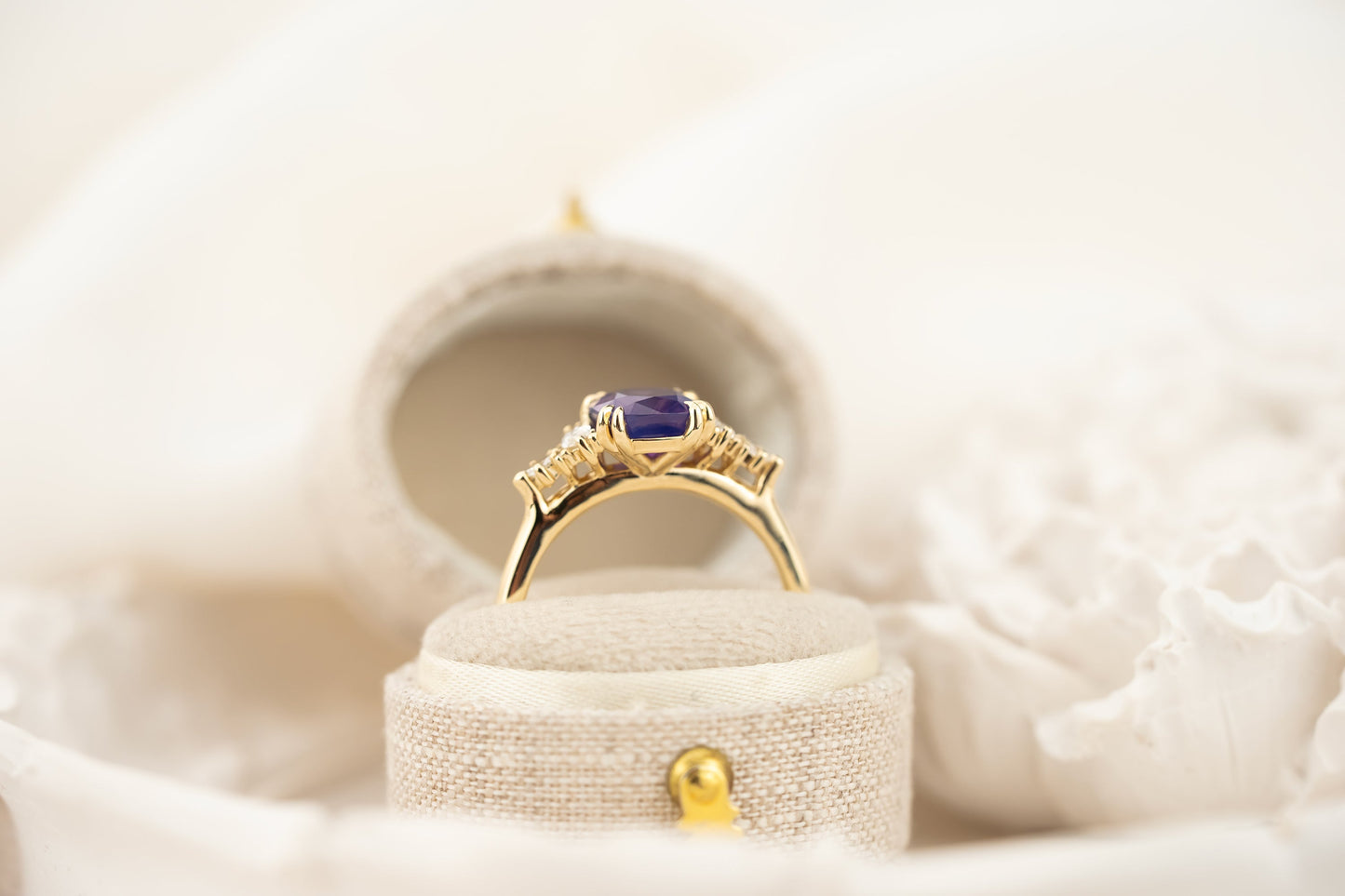 The Maeve Ring | 2.02 CT Cushion Opalescent Purple Sapphire