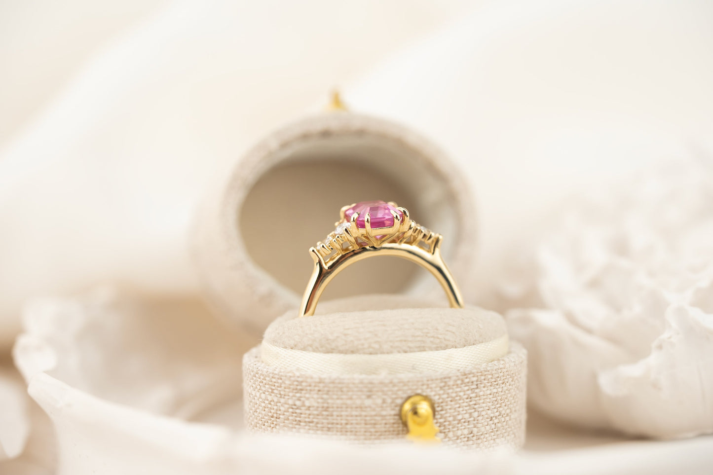 The Maeve Ring | 1.73 CT Emerald Cut Pink Sapphire
