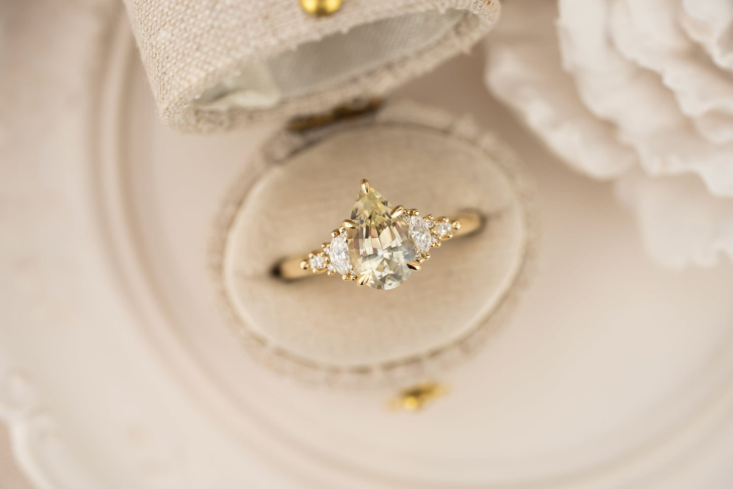 The Maeve Ring | 1.98 CT Pear Pastel Parti Sapphire