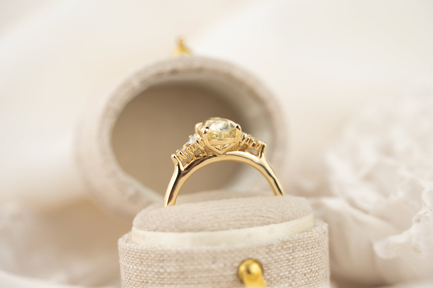 The Maeve Ring | 1.98 CT Pear Pastel Parti Sapphire