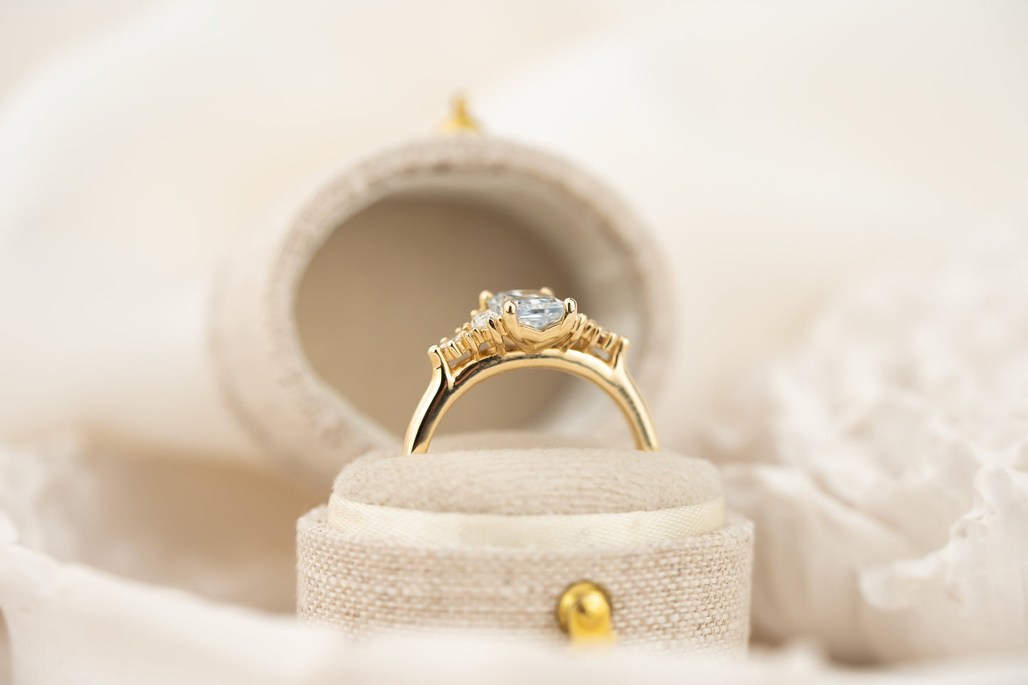The Maeve Ring | 1 CT Radiant Light Blue Diamond
