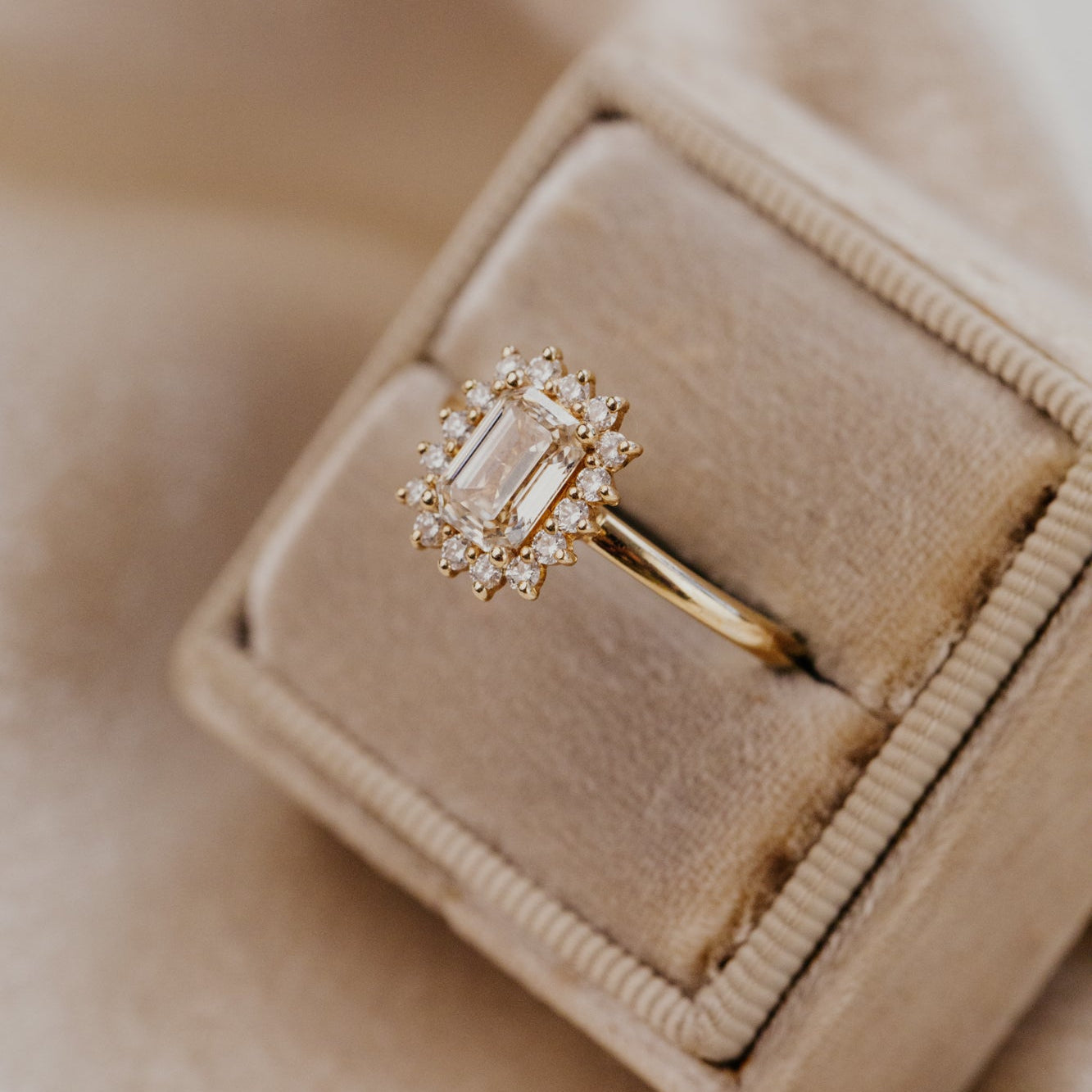 The Camille Emerald Cut Champagne Diamond Ring