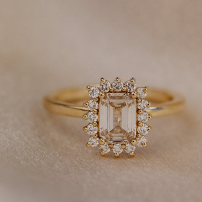 The Camille Emerald Cut Champagne Diamond Ring
